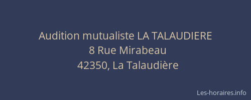 Audition mutualiste LA TALAUDIERE