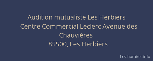 Audition mutualiste Les Herbiers