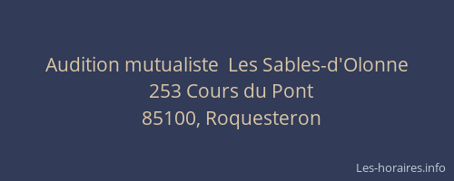 Audition mutualiste  Les Sables-d'Olonne