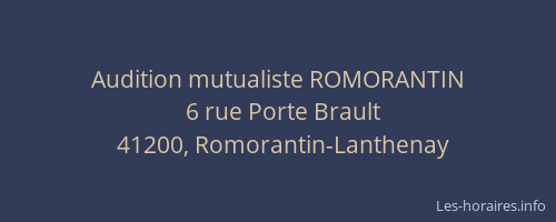 Audition mutualiste ROMORANTIN