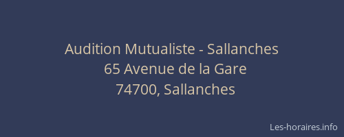 Audition Mutualiste - Sallanches