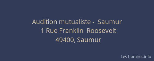Audition mutualiste -  Saumur