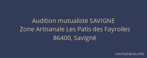 Audition mutualiste SAVIGNE