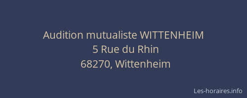 Audition mutualiste WITTENHEIM