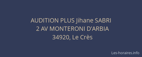AUDITION PLUS Jihane SABRI