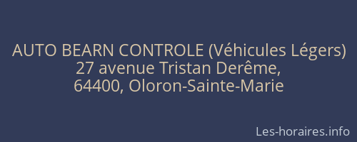 AUTO BEARN CONTROLE (Véhicules Légers)