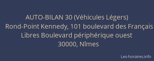 AUTO-BILAN 30 (Véhicules Légers)