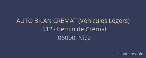 AUTO BILAN CREMAT (Véhicules Légers)