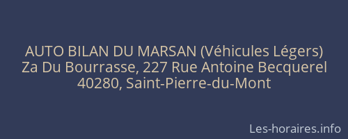AUTO BILAN DU MARSAN (Véhicules Légers)