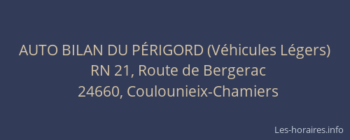 AUTO BILAN DU P&Eacute;RIGORD (V&eacute;hicules L&eacute;gers)