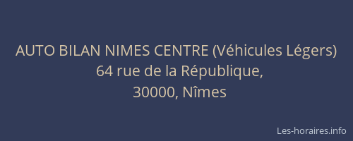 AUTO BILAN NIMES CENTRE (Véhicules Légers)