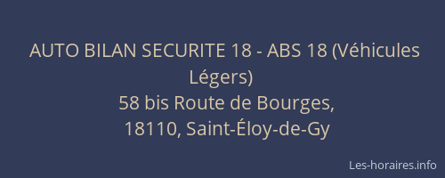 AUTO BILAN SECURITE 18 - ABS 18 (V&eacute;hicules L&eacute;gers)
