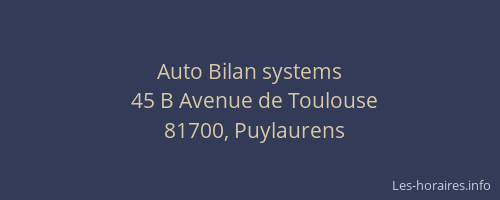 Auto Bilan systems