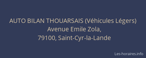 AUTO BILAN THOUARSAIS (V&eacute;hicules L&eacute;gers)
