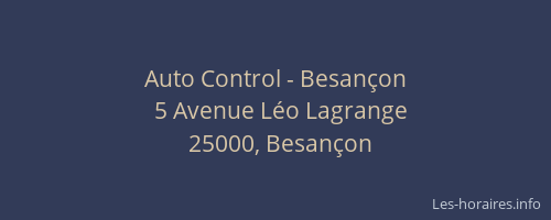 Auto Control - Besançon