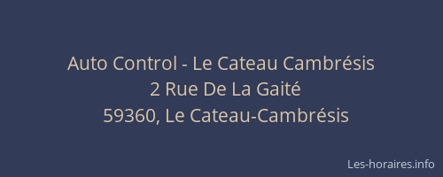 Auto Control - Le Cateau Cambrésis