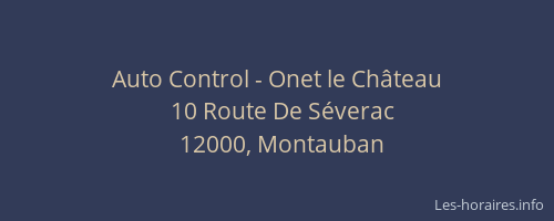 Auto Control - Onet le Château