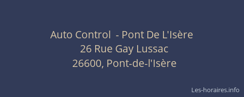 Auto Control  - Pont De L'Is&egrave;re