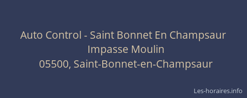 Auto Control - Saint Bonnet En Champsaur