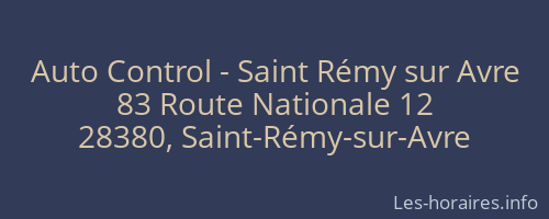 Auto Control - Saint Rémy sur Avre