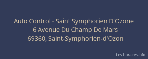 Auto Control - Saint Symphorien D'Ozone
