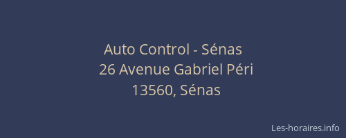 Auto Control - Sénas