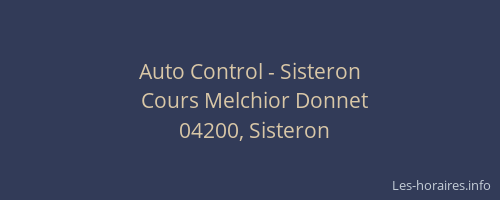 Auto Control - Sisteron