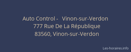 Auto Control -   Vinon-sur-Verdon