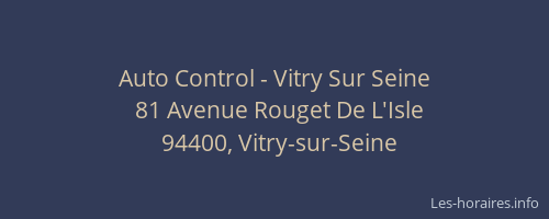 Auto Control - Vitry Sur Seine