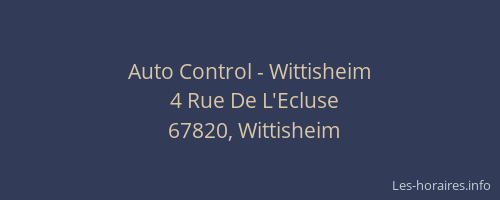 Auto Control - Wittisheim