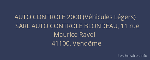 AUTO CONTROLE 2000 (V&eacute;hicules L&eacute;gers)
