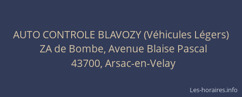 AUTO CONTROLE BLAVOZY (V&eacute;hicules L&eacute;gers)