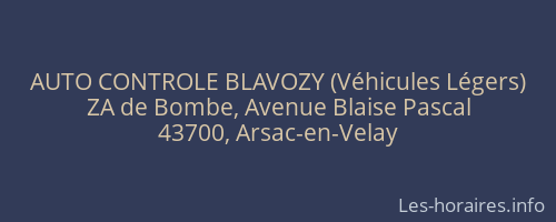 AUTO CONTROLE BLAVOZY (Véhicules Légers)
