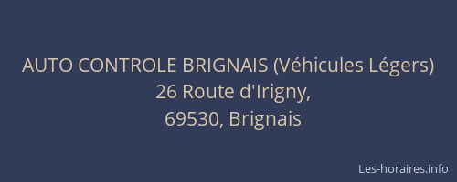 AUTO CONTROLE BRIGNAIS (Véhicules Légers)