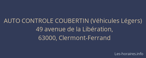 AUTO CONTROLE COUBERTIN (Véhicules Légers)