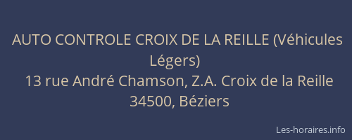 AUTO CONTROLE CROIX DE LA REILLE (Véhicules Légers)