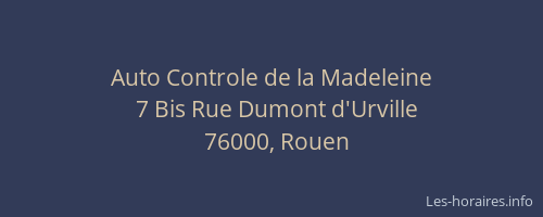 Auto Controle de la Madeleine