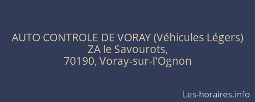 AUTO CONTROLE DE VORAY (Véhicules Légers)