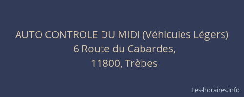 AUTO CONTROLE DU MIDI (Véhicules Légers)