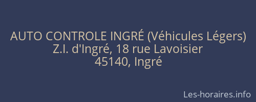 AUTO CONTROLE INGRÉ (Véhicules Légers)