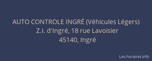 AUTO CONTROLE INGR&Eacute; (V&eacute;hicules L&eacute;gers)