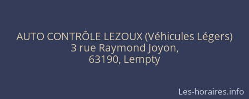 AUTO CONTRÔLE LEZOUX (Véhicules Légers)