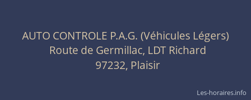AUTO CONTROLE P.A.G. (V&eacute;hicules L&eacute;gers)