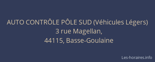 AUTO CONTRÔLE PÔLE SUD (Véhicules Légers)
