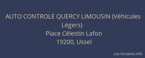 AUTO CONTROLE QUERCY LIMOUSIN (V&eacute;hicules L&eacute;gers)