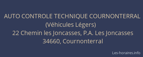 AUTO CONTROLE TECHNIQUE COURNONTERRAL (Véhicules Légers)