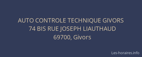 AUTO CONTROLE TECHNIQUE GIVORS