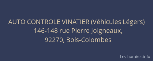 AUTO CONTROLE VINATIER (Véhicules Légers)