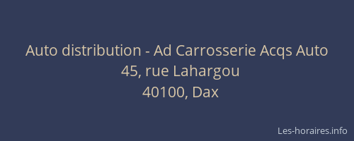 Auto distribution - Ad Carrosserie Acqs Auto