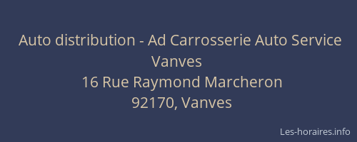 Auto distribution - Ad Carrosserie Auto Service Vanves